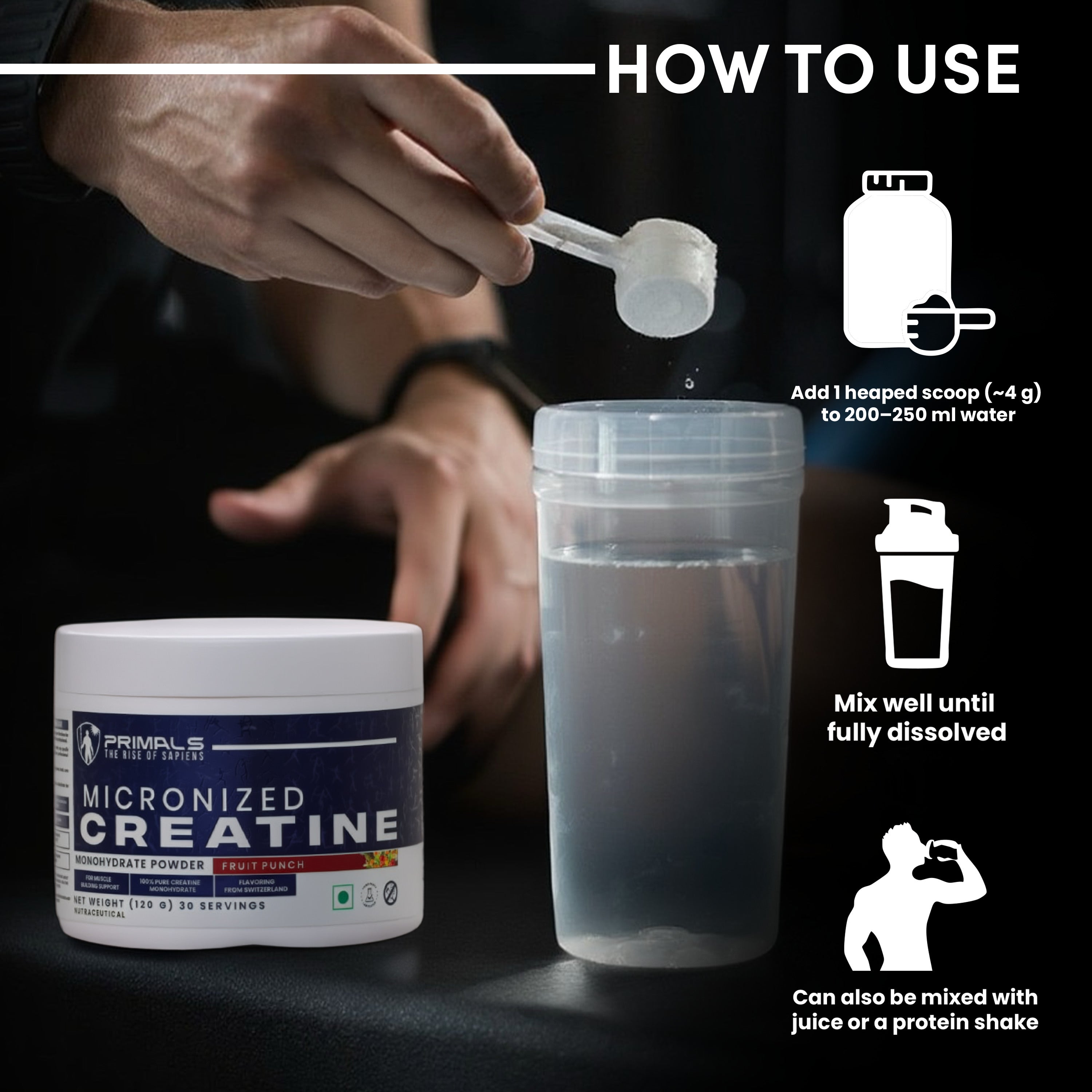 Fruit Punch Micronised Creatine Monohydrate Powder 120GM