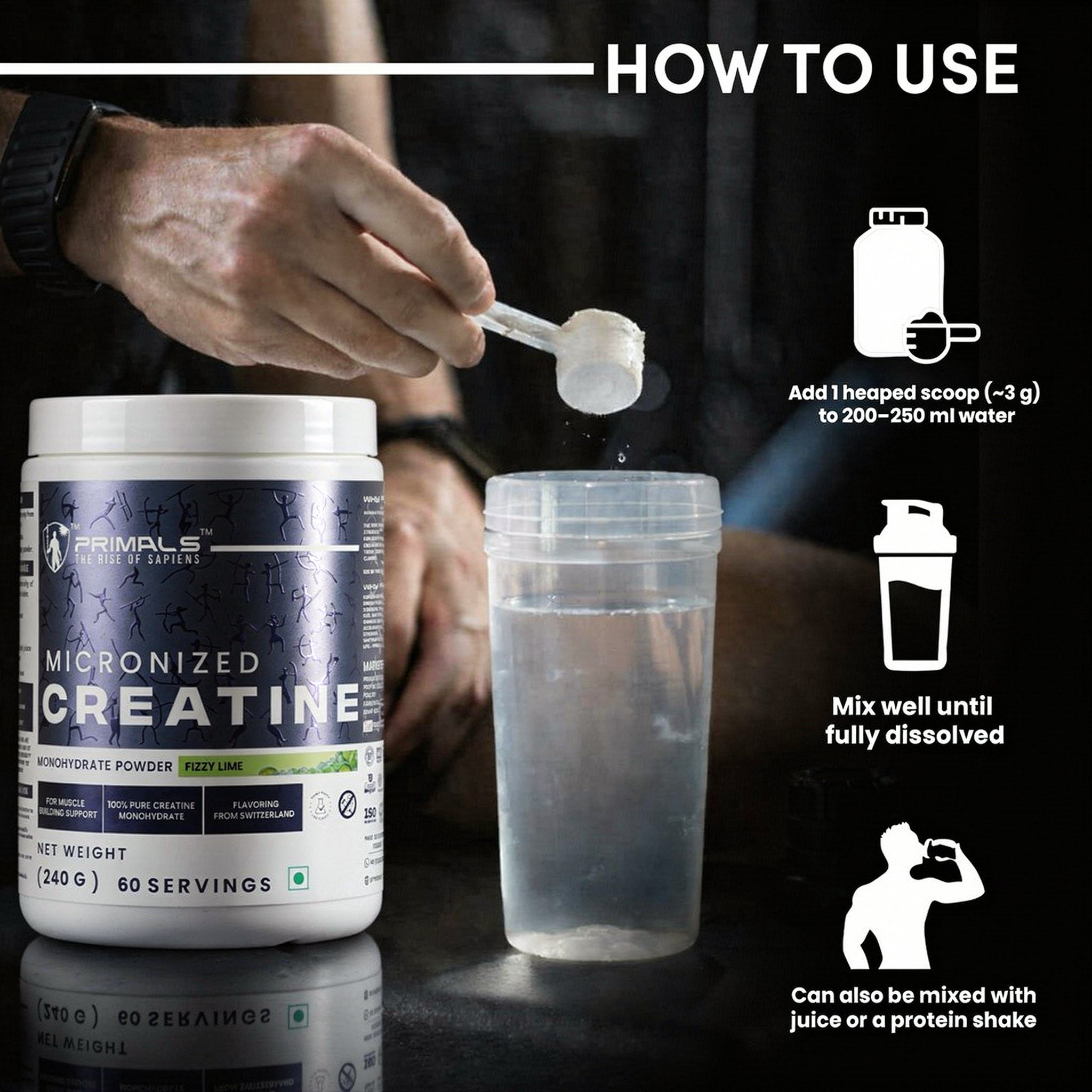 Fizzy Lime Micronized Creatine Monohydrate Powder 240GM