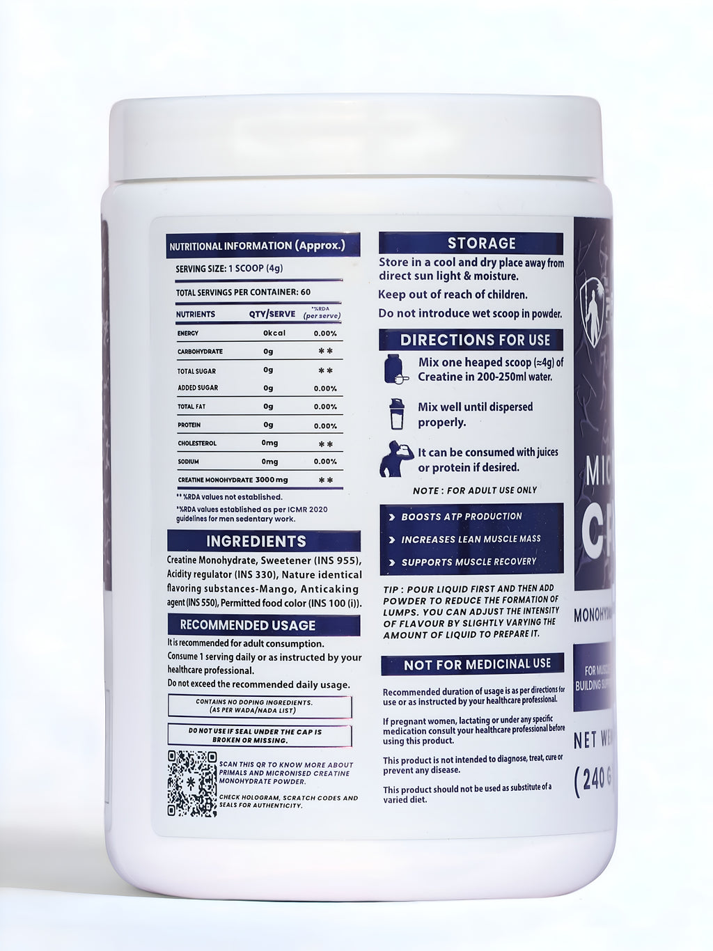 Mango Madness Micronized Creatine Monohydrate Powder 240GM