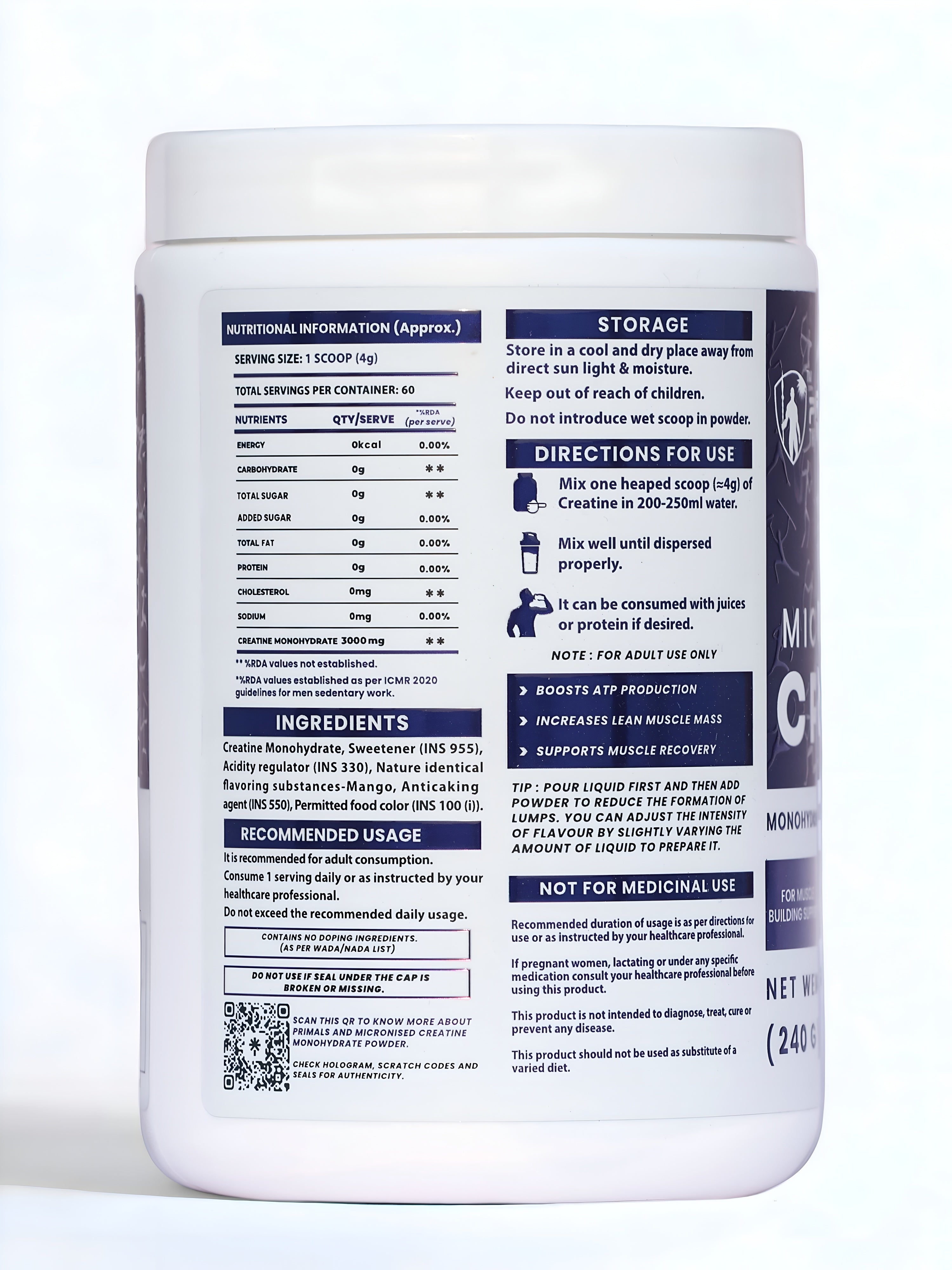 Mango Madness Micronized Creatine Monohydrate Powder 240GM