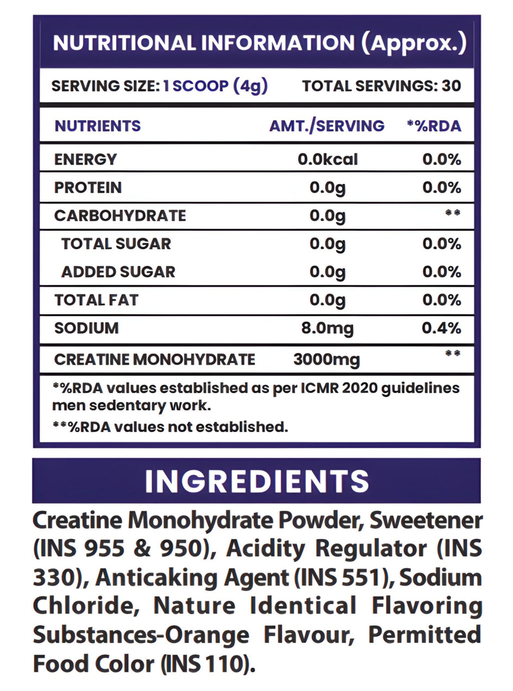 Frenzy Orange Micronised Creatine Monohydrate Powder 120GM