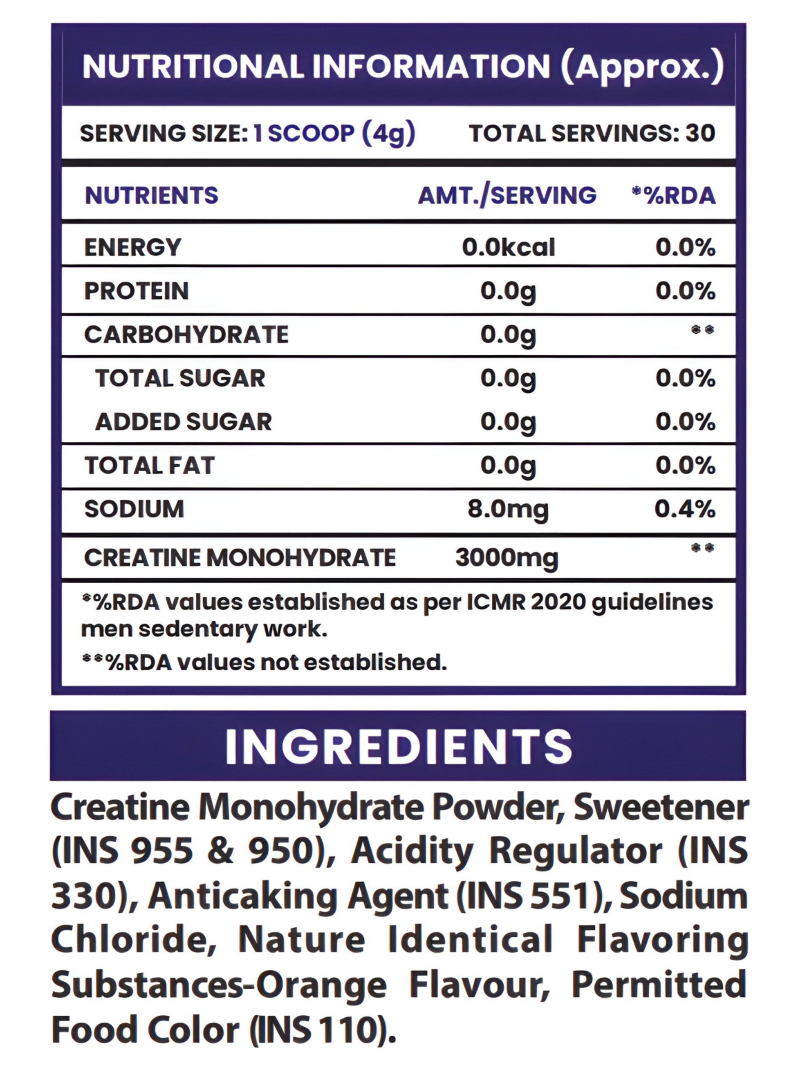 Frenzy Orange Micronised Creatine Monohydrate Powder 120GM