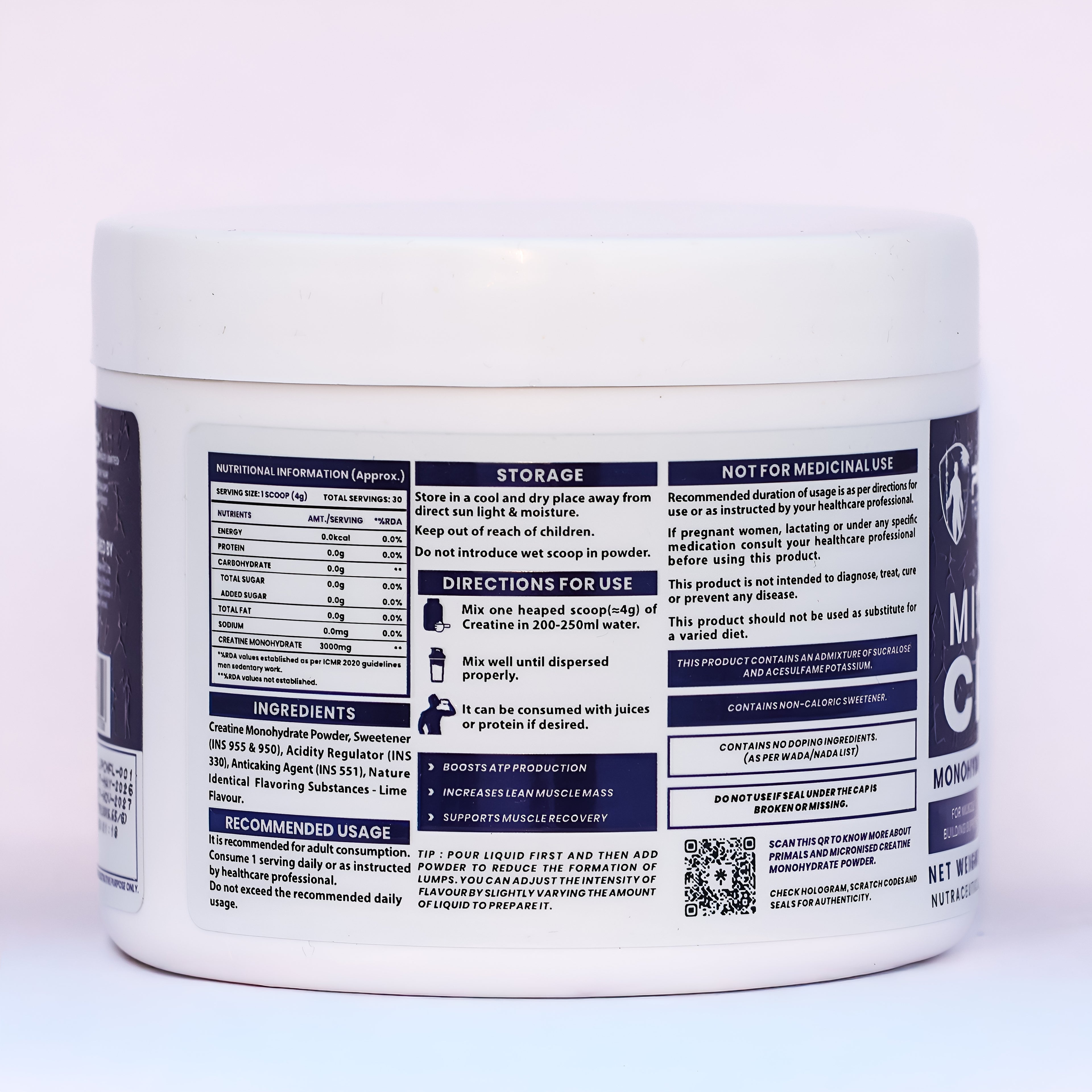 Fizzy Lime Micronized Creatine Monohydrate Powder 120GM